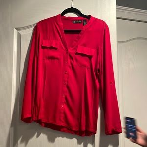 Red button down shirt